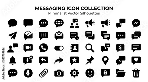 Minimalist vector icons for messaging apps.