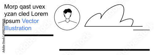 Web prototyping, UX design, digital identity, online presence, template creation, user interface. A profile avatar with cloud and text layout. Web prototyping and UX design concept