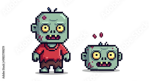 Pixel Art Zombie Characters for Games and Graphics.