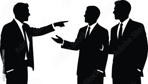 Business conflict argument discussion silhouettes