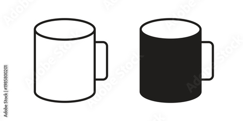 Mug icon design, logo, app, template set. Black icons