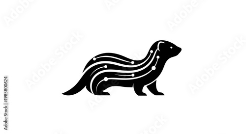 Black silhouette of a stylized weasel.