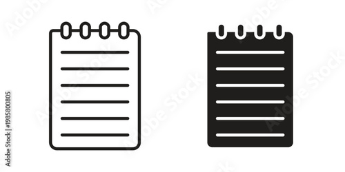 Notepad icon design, logo, app, template set. Black icons