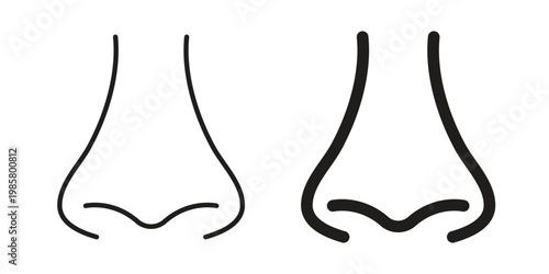 Nose icon design, logo, app, template set. Black icons