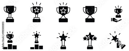 Champion Trophy and Achievement Line Icons