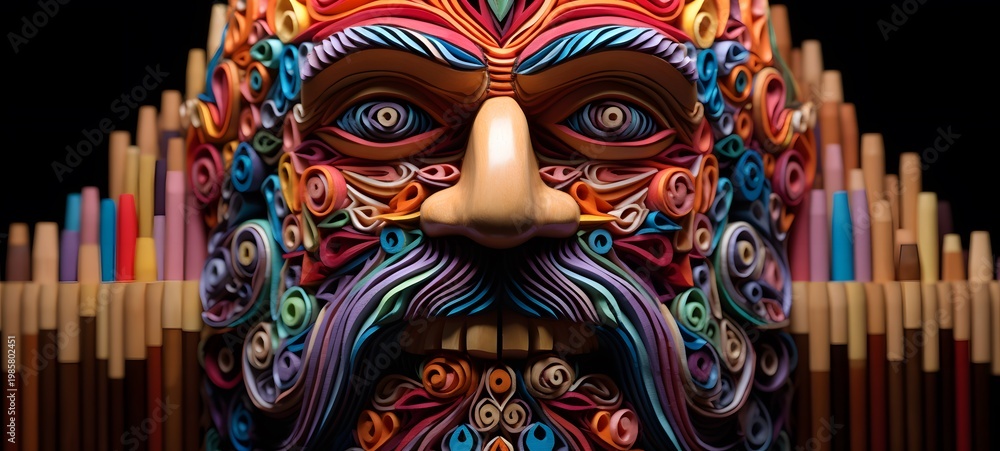 Obraz premium dwarf shaped matchstick carving,generative AI