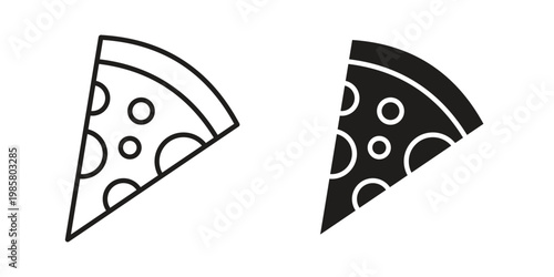 Pizza slice icon design, logo, app, template set. Black icons