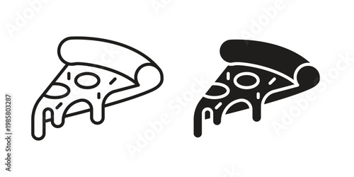 Pizza icon design, logo, app, template set. Black icons