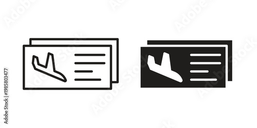 Plane Ticket icon design, logo, app, template set. Black icons