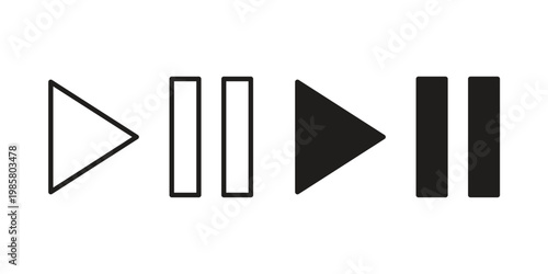 Play pause icon design, logo, app, template set. Black icons