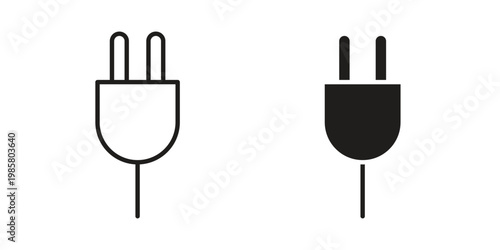 Plug icon design, logo, app, template set. Black icons