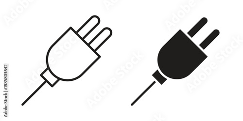 Plug icon design, logo, app, template set. Black icons