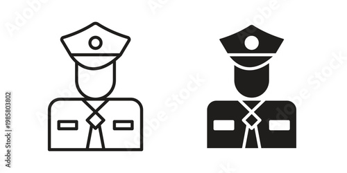 Police icon design, logo, app, template set. Black icons