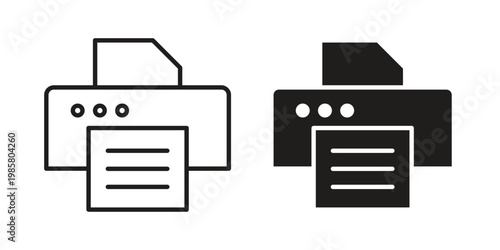 Print button icon design, logo, app, template set. Black icons