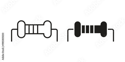 Resistor icon design, logo, app, template set. Black icons