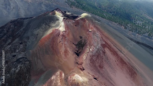 Aerial View Tajogaite Volcanic Crater and Los Llanos Lava Aftermath La Palma Canary Islands Spain; Seismic Activity Monitoring Volcanology and Future Eruption Forecasting