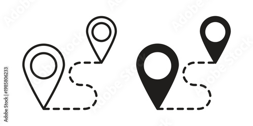 Route icon design, logo, app, template set. Black icons