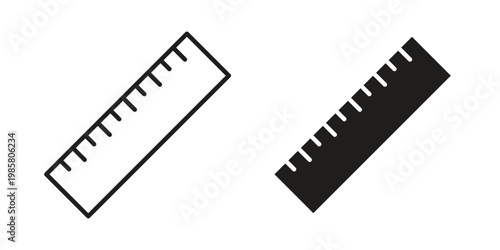 Ruler icon design, logo, app, template set. Black icons