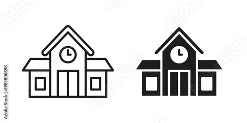 school icon design, logo, app, template set. Black icons