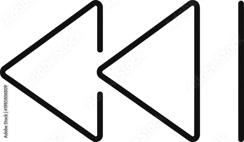 Rewind button icon outline style black and white with fast forward, backward