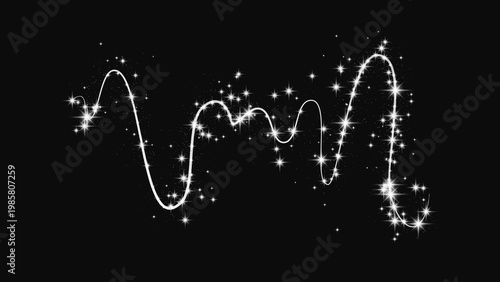 Silver glittering confetti wave and stardust