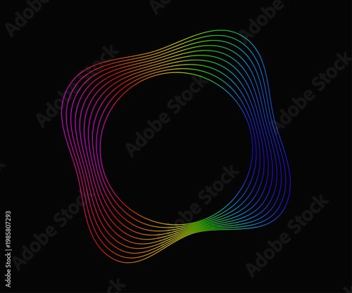 Fluid circular frame with multicolored wavy contours