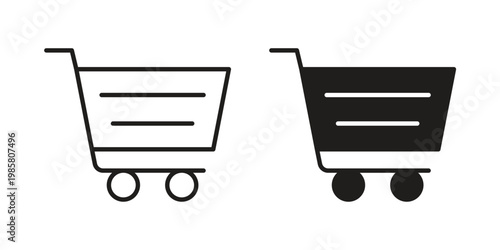 Shopping basket icon design, logo, app, template set. Black icons