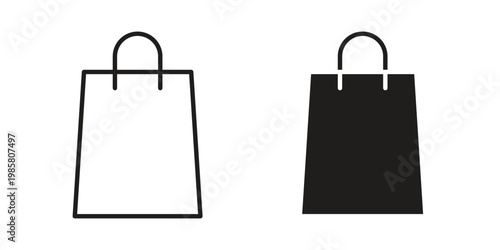 Shopping bag icon design, logo, app, template set. Black icons