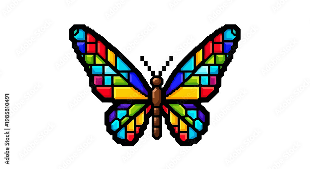 Obraz premium Vibrant Stained Glass Butterfly Art.