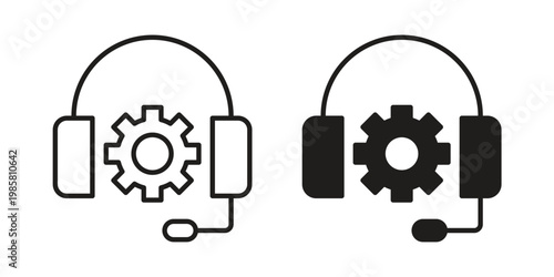 Technical support icon design, logo, app, template set. Black icons