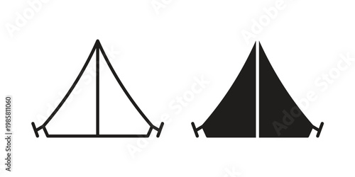 Tent icon design, logo, app, template set. Black icons