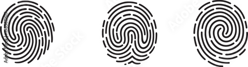 Fingerprint Vector Icons Set – Biometric Thumbprint Scan Design for Security, Police & Identity Verification
