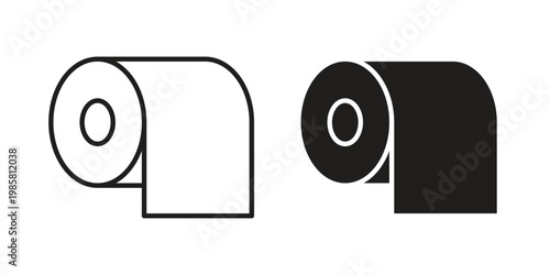 Toilet Paper icon design, logo, app, template set. Black icons