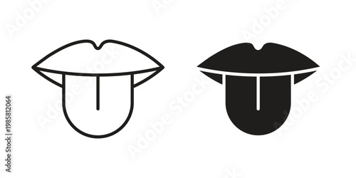 Tongue icon design, logo, app, template set. Black icons