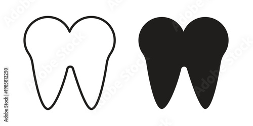 Tooth icon design, logo, app, template set. Black icons