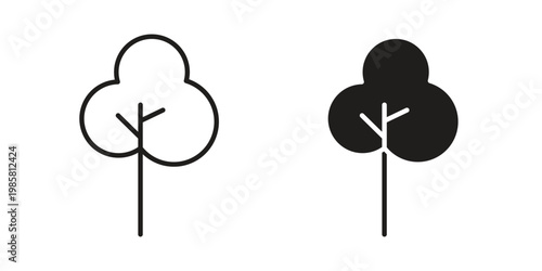 Tree icon design, logo, app, template set. Black icons