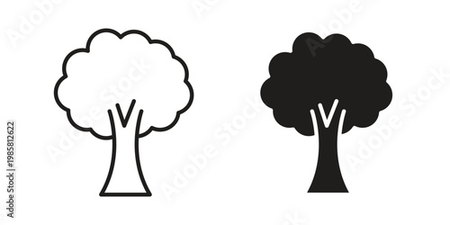 Tree icon design, logo, app, template set. Black icons