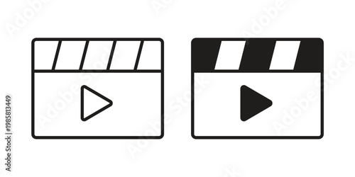 Video icon design, logo, app, template set. Black icons