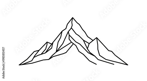 A scenic illustration of a mountain range landscape with peaks and slopes.