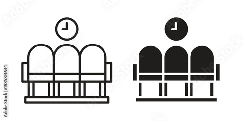 Waiting Room icon design, logo, app, template set. Black icons