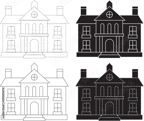 vector illustration of old town, vector illustration of old houses