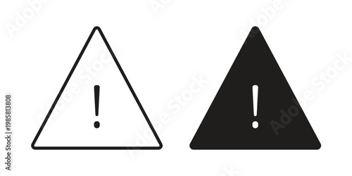 Warning icon design, logo, app, template set. Black icons
