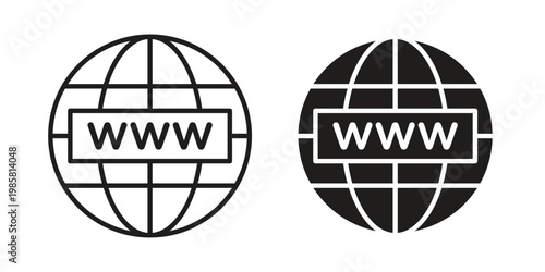 Website globe icon design, logo, app, template set. Black icons