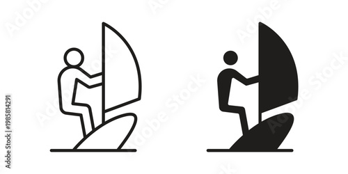 Windsurf icon design, logo, app, template set. Black icons