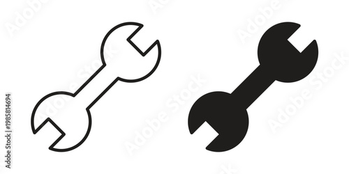 Wrench icon design, logo, app, template set. Black icons