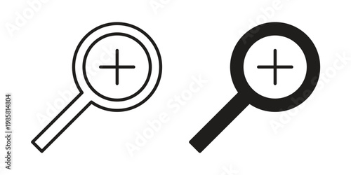 Zoom in icon design, logo, app, template set. Black icons