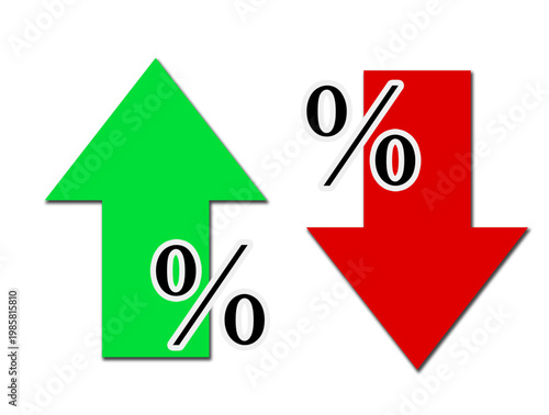 Percent arrow up and down flat style symbols vector graphic transparent design.