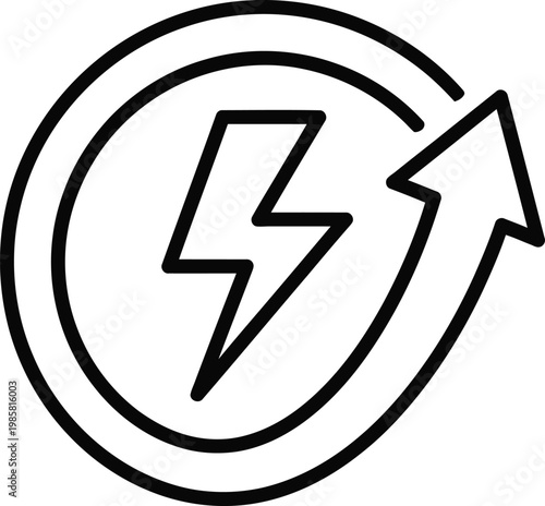 Lightning bolt circular arrow refresh icon with lightning electric recharge