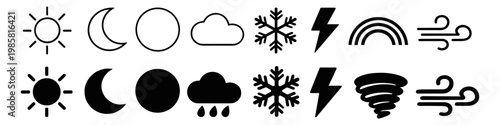 Weather Icons Set in Black and White