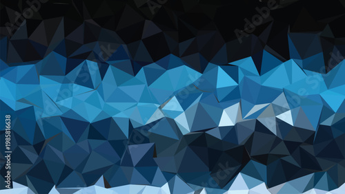 Geometric blue mosaic wallpaper featuring an abstract triangle pattern with a digital glass texture and light polygon shapes for a modern vector art backdrop